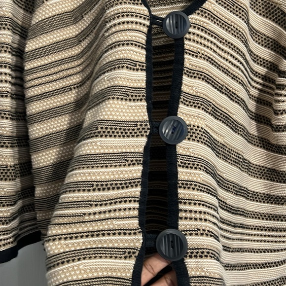 Draper’s & Damon’s Button Front Sweater - Size 1x - Brown, Black & White Striped - Picture 2 of 6